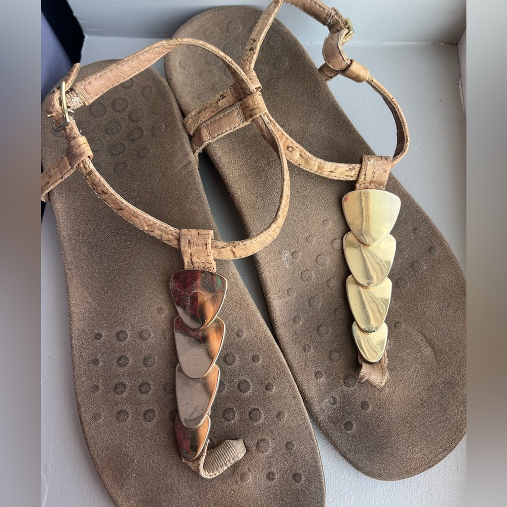 Vionic Tan Sandals with Gold Accents
